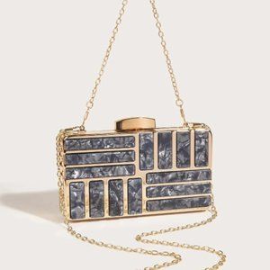 Formal Clutch Women’s Bags Evening Bag Purse Hardcase Gold Black Party Trendy